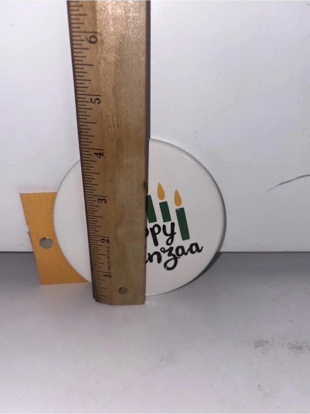 Happy Kwanzaa Ceramic Ornament - White with Red, Green & Black Candles